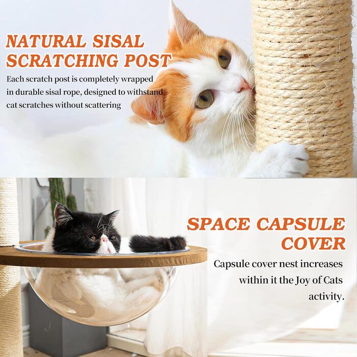 Великий кігтетопор для великих котів: багатоярусний комплекс з сизалю та плетіння, стійка база, дихаюча стійка, дерев'яні меблі для котів в інтер'єрі
