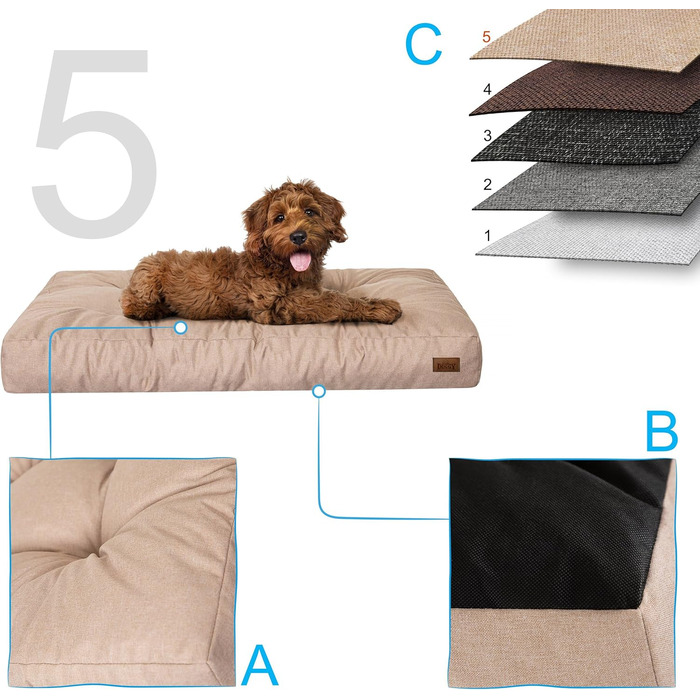 Ліжко для собак, прямоугольне, середнього розміру, 90 x 70 см, бежеве. Крісло-лежанка для собак, кошик, лежанка для тварин, собача будка, меблі для собак.