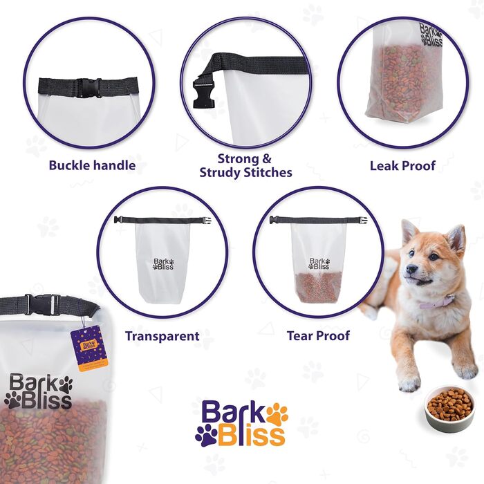 Набір для зберігання корму для собак BarkBliss, 25 порцій, зручний контейнер для подорожей, 3 кг, ідеально для кемпінгу та подорожей