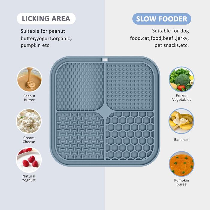 Килимок для собак з присосками, 2 шт. - Килимок для повільного облизування, для заспокоєння та розваги, підходить для дресирування собак, 21.6 x 21.6 см