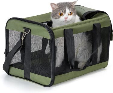 Транспортна переноска для собак та котів HITSLAM (M, Зелений) - розкладний бокс, для подорожей, авіалінії