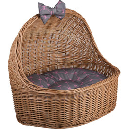 Плетена будка з лози для собак і котів e-wicker24, з дахом, натуральний сірий, лежанка, кошик, будиночок