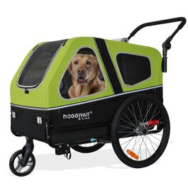 Універсальний причіп та візок для собак 2 в 1 Doggyhut S-Line XL з амортизацією, до 45 кг, Зелений/Чорний