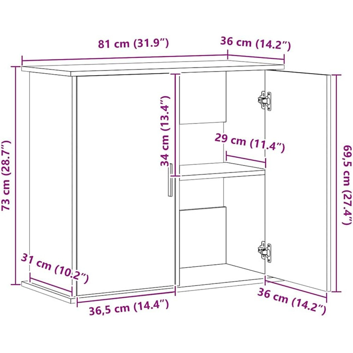 Підставка для акваріума VidaXL з імітацією старого дерева, 81x36x73 см, ДСП