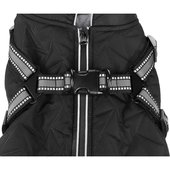 Зимовий одяг для собак - Flamingo Duker Чорний 35см - водонепроникний, світловідбиваючий, з регульованою шлейкою, з флісовою підкладкою