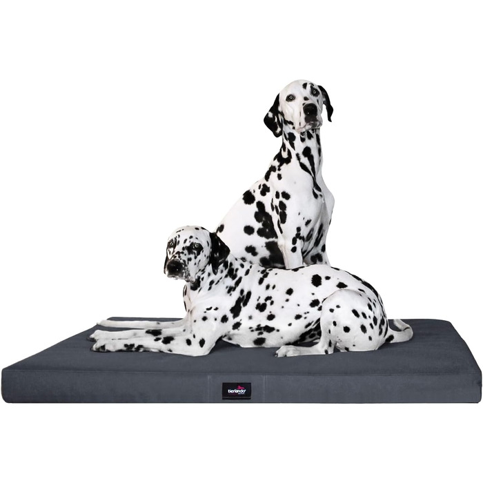 Ортопедичний лежак для собак Tierlando® Alice з міцного поліестеру 600D, з віскоеластичною матрацом та антиковзною основою, 120x90 см, сірий