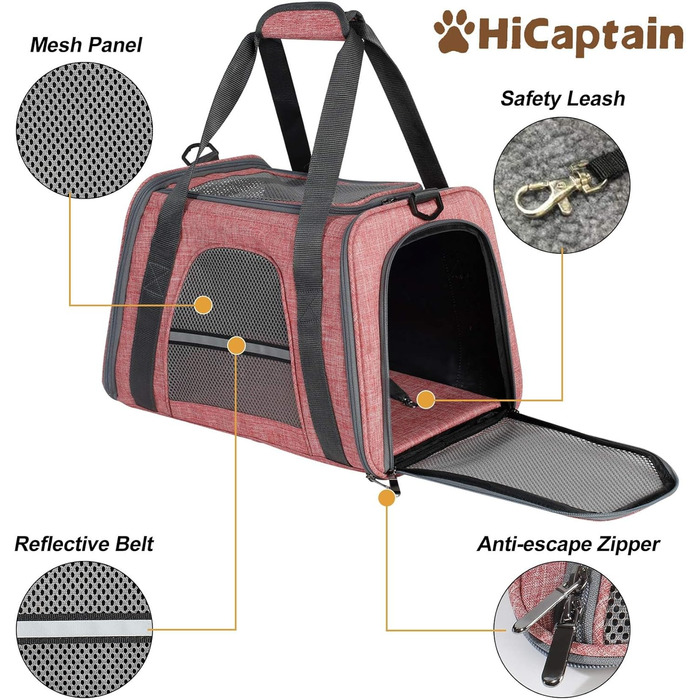 Транспортна переноска для кота, переноска для котів, складана переноска-сумка, переноска для собак, переноска з регульованим плечовим ременем, котяча переноска, червона