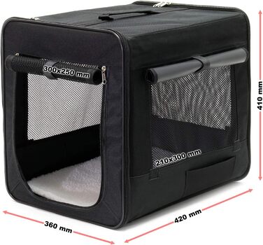 Складаний транспортувальний бокс для собак і котів Fudajo S (42x36x41 см), чорний, міцний, легкий, знімна подушка