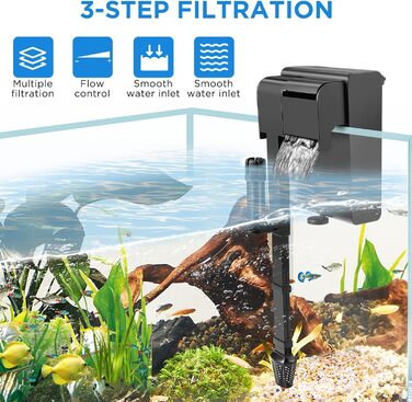 Фільтр для акваріума SOUSLOW 5W, 450 л/год, для акваріумів 10-100 літрів, з регулюванням потоку води та аерацією