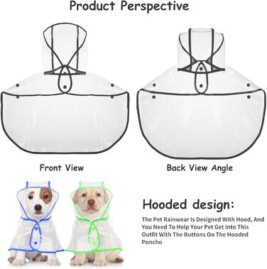 Дощовик для собак PETCUTE, водонепроникний, з капюшоном, PVC, дихаючий, з кнопками, для середніх та великих собак (6XL, білий)