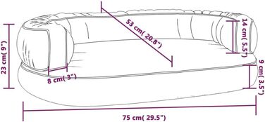 Крісло-ліжко для собак VidaXL, ергономічне, з пінополіуретану, темно-синього кольору, 75x53 см, з штучної шкіри