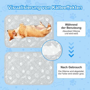 Кühlmatte для собак та котів MH MYLUNE HOME - термохромна охолоджуюча килимок, самоохолоджуюча, антиковзаюча, водопоглинаюча, портативна, 110x80 см (Сірий)