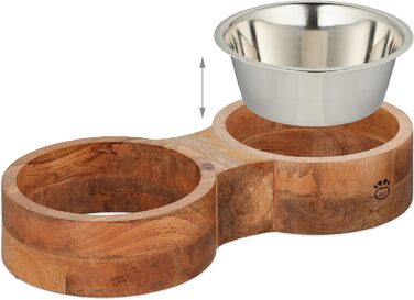 Миска для собак Relaxdays, набір з 2 мисок з нержавіючої сталі, об'єм 2.2 л кожна, розмір 8x48x22 см, для годування собак, колір: натуральний/сріблястий