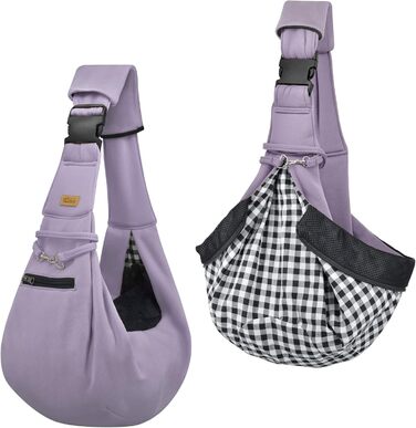 Трагетик для собак та котів Cuby Hundetragetuch, перевертається, для домашніх тварин, Папоуз, м'яка сумка та трагетик, підходить для цуценят, маленьких собак та котів для подорожей на відкритому повітрі (Сріблясто-сірий) (Фіолетовий, Маленький)