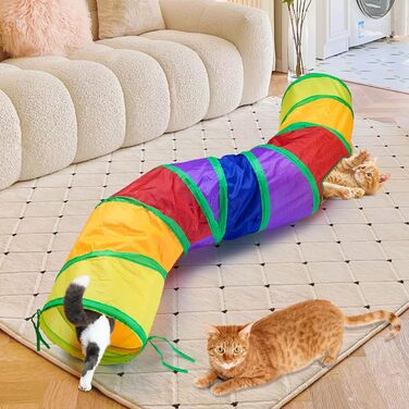 Туннель для котів, іграшка-труба, складаний, для кошенят, цуценят, кроликів, в приміщенні та на вулиці (S-Colorful, Colorful-S)