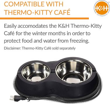 Двоповерховий вуличний котячий будиночок K&H PET PRODUCTS з їдальнею та обігрівом, сірий, 55,9x68,9x68,9 см