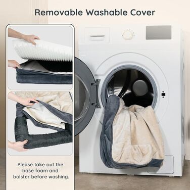 Ортопедичне ліжко для собак BELLA & PAL, 71x59 см - зручне собаче ліжко з ефектом пам'яті, водовідштовхувальний вкладиш, знімний фланелевий чохол, неслизьке дно, сіре