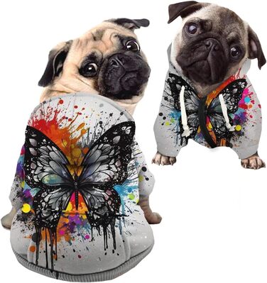 Пуловер для собак Kuiaobaty з принтом жирафи, одяг для домашніх тварин, стильний капюшон, еластичний, іграшковий, светр для котів та собак (Large 42x65x50 см), акварельний метелик