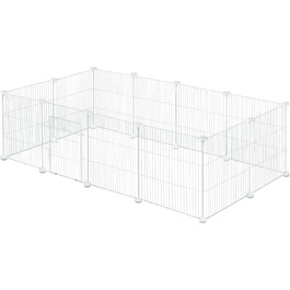 Клітка для кроликів та інших дрібних тварин EUGAD з дверцятами, розширювана, 142x72x36 см, міцний метал, проста збірка, білий колір