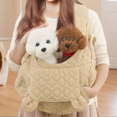 Рюкзак-переноска для собак та котів Ahuuen - дихаючий, м'який, для маленьких собак, кошенят, подорожей, кемпінгу, прогулянок, їзди на велосипеді, Khaki