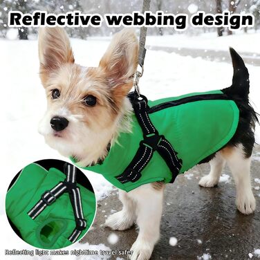 Зимовий одяг для собак ZoneYan: регульований, водонепроникний, теплий, з відбиваючими елементами (зелений, S)