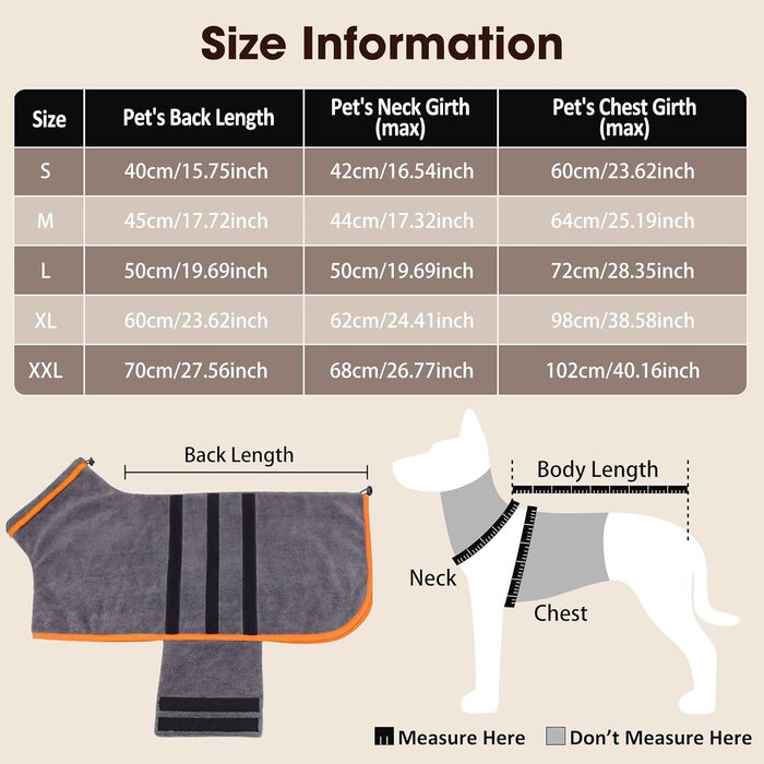 Рушник для собак та котів з мікрофібри, сірий, середній/великий розмір, швидко сохне, супер вбираючий