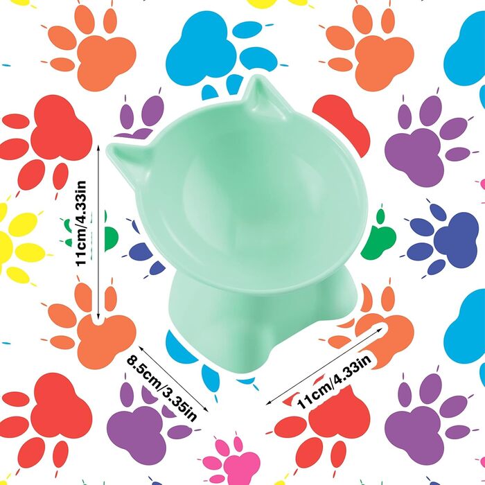 Підвищений годівниця для котів, підставка для мисок, нахилена на 15°, антиблювотний годівник, захист шиї, для домашніх тварин