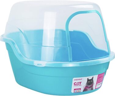 Petphabet XXL Туалет для котів з кришкою, велика закрита туалетна коробка для великих порід або кількох котів, бірюзовий, 63x48x43 см