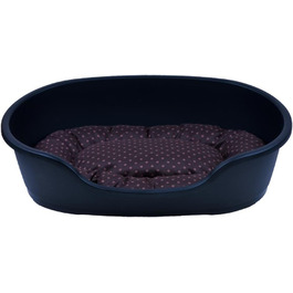 Корзина для собак Adena 58x38 см, антрацитова + подушка з прикрасою у вигляді крапок, коричнева, 58x38x20 см