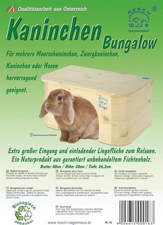 Будиночок для кролика Resch Nr16 з натуральної ялини, округлий дизайн, великий вхід