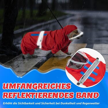 Водонепроникний дощовик для собак Eyein з капюшоном, отворами для шлейки та світловідбиваючими смугами, зручний у пранні та зберіганні, для маленьких собак