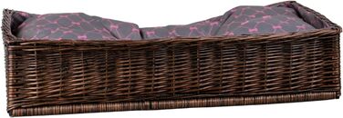 Корзина для собак та котів з плетеної лози, лежанка, 80x50 см, коричнево-сіра