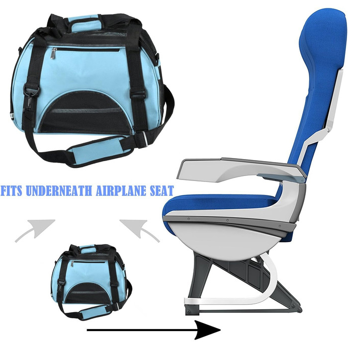 Зручна переноска для собак, котів та цуценят Dotala, складна, схвалена авіаперевізниками, блакитна, розмір S (40x20x30 см)