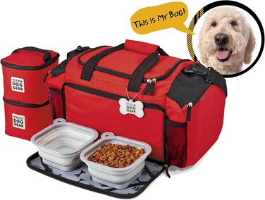 Чорна сумка-переноска для собак Overland Chiens, Duffel для великих і середніх собак, з 2 ручками та 2 складними мисками