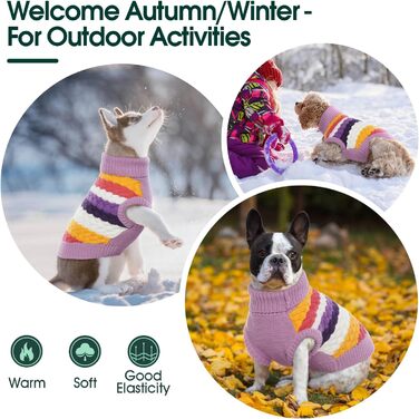 Теплий пуловер для собак Kuoser - для маленьких та середніх собак, фіолетовий фліс, зимовий одяг для собак L фіолетовий