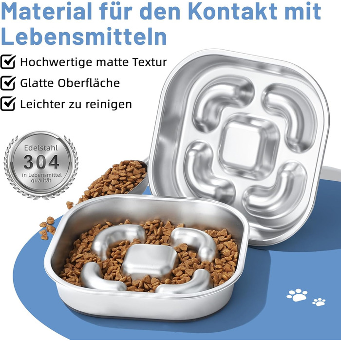 Антислизька годівниця для собак Nayelf з нержавіючої сталі 304, з силіконовим дном, 23*23*4.5 см