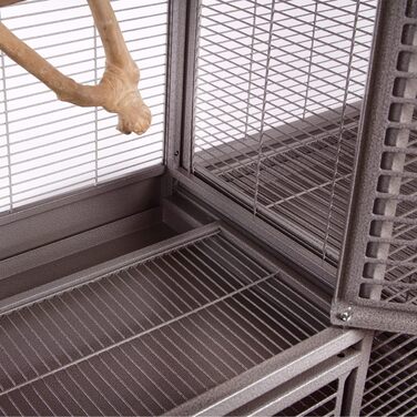 Преміальна клітка для птахів Montana Cages New Madeira Double для амадин і папуг, 6 коліс, 4 нержавіючі годівниці, порошкове покриття AVILON, антик, 165x56x158 см