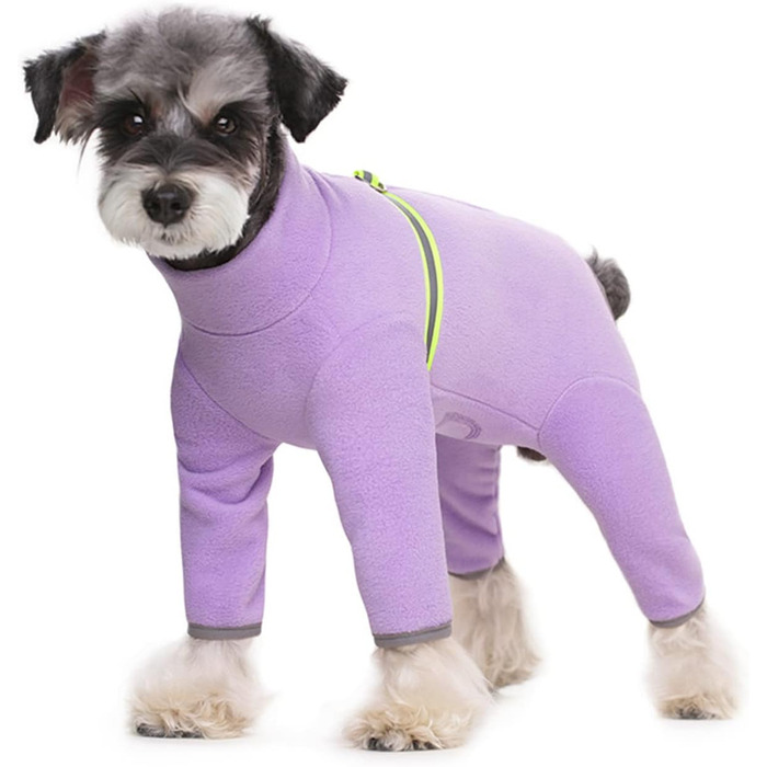 Теплий зимовий одяг для собак BT Bear: м'який флісовий костюм-піжама з відбивачем (фіолетовий, XS)