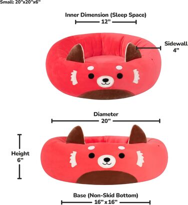 Оригінальне ультрам'яке ліжко для домашніх тварин Squishmallows Cici Червона панда, офіційне плюшеве ліжко для собак і котів, 50,8 см