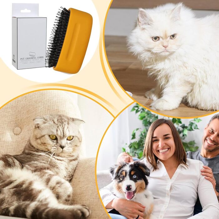 Щітка для котів та собак від випадання шерсті | Інструмент для догляду за тваринами для короткошерстих цуценят та кошенят | Біла (Жовта)