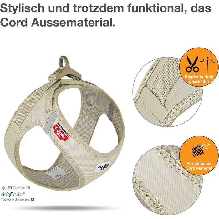 Шлейка для собак Curli Clasp Cord Tan M - зручна та надійна шлейка для собак середніх розмірів