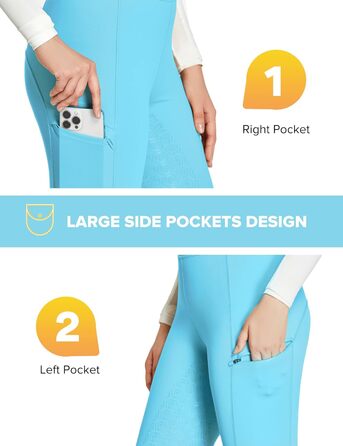 Легінси для верхової їзди FitT4 Port Reitlegging для жінок та дівчаток з кишенею для телефону та петлями для ременя (Світло-блакитний, XS)
