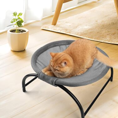 Гамак для котів LIFLIX Outdoor, підвісна лежанка знімним плюшем, для дому та вулиці (сірий)