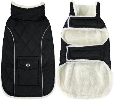 Зимовий одяг для собак Malier, теплий одяг для собак, непромокаючий, з кишенею, середніх та великих порід, цуценят (великий), чорний, XXX-Large