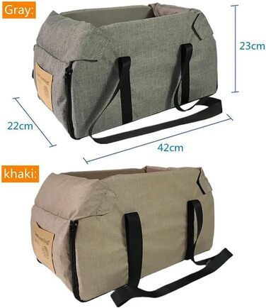 Автомобільний лежак для собак середніх та маленьких порід, переноска для котів та собак, зручний автотранспорт для тварин (сірий)