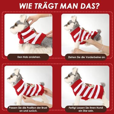 Пуловер для собак SlowTon на Різдво з оленем - теплий зимовий костюм для маленьких та середніх собак, червоно-білий XL