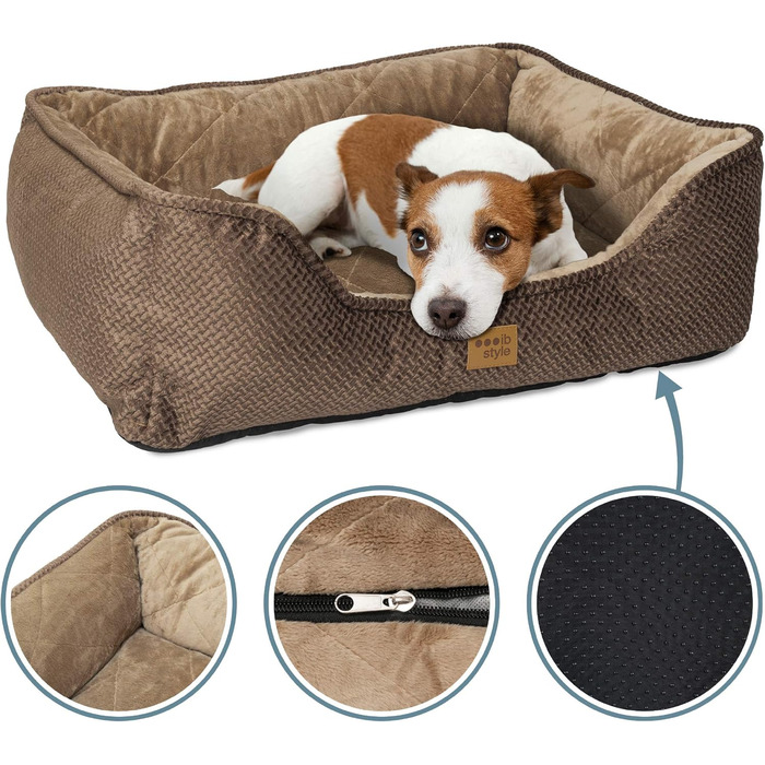 Крісло-ліжко для собак IB Style Milo, коричневе, 61 x 49 x 23 см, знімний чохол