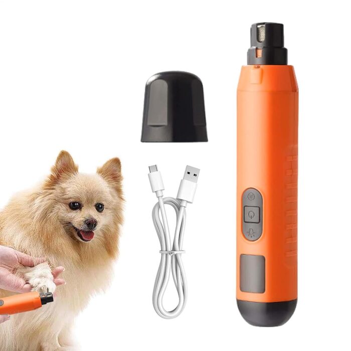 Електричний триммер для собак та котів, 5 швидкостей, акумуляторний, професійний, для догляду за кігтями, помаранчевий
