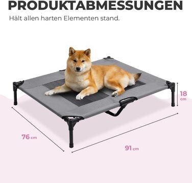 Складане охолоджуване ліжко-гамак для собак MaxxPet, портативне, 91x76x18 см, сіре
