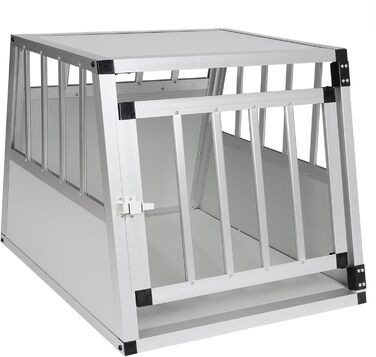 Транспортна переноска для собак та котів EUGAD, алюмінієва, 54x69x51 см, з замком безпеки, легка та стабільна, срібна